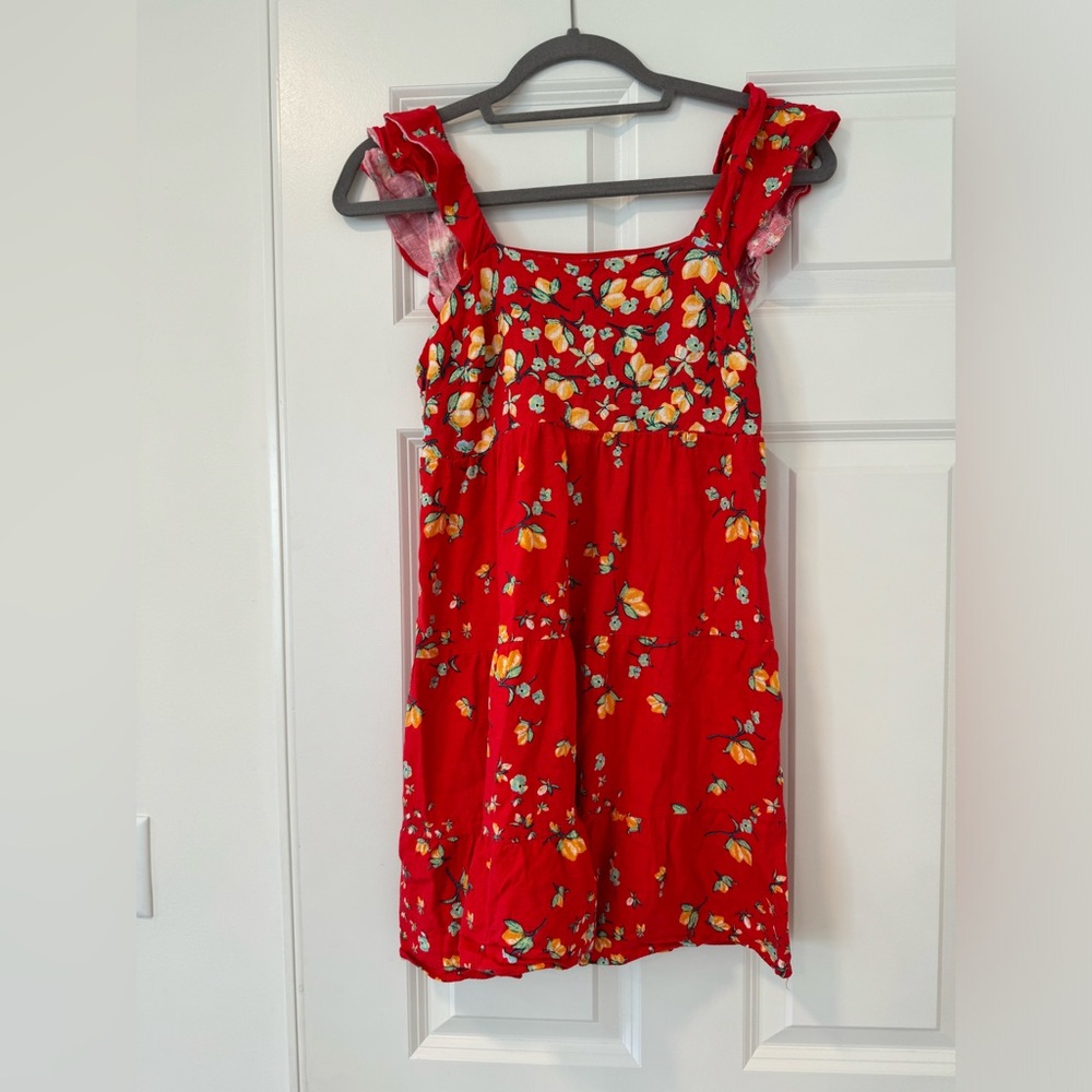 Lauren Conrad - Sleeveless, Tie-Back Red Dress with Lemons - Size XS